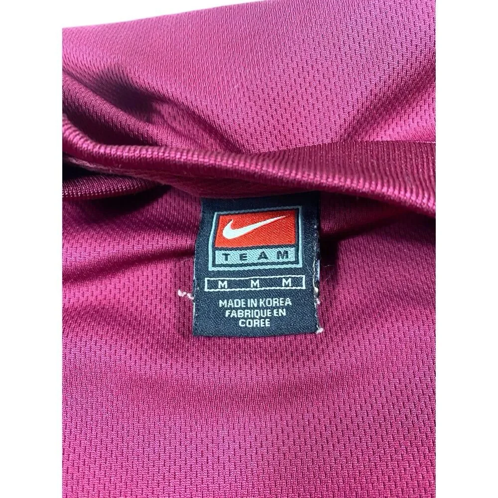 VTG Nike Team Henley Shirt Mens MED Maroon Short Sleeve Athletic Baseball Swoosh